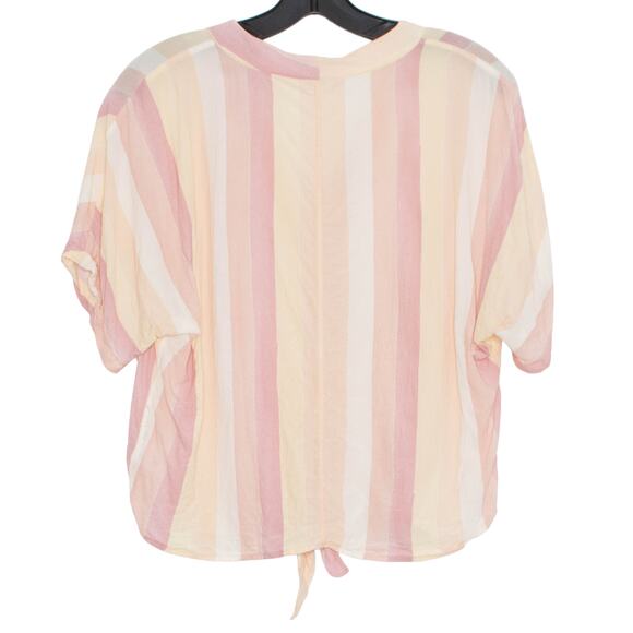 Rails Top Boho Cottage Coastal Grandma Soft Girl Button Up Tie Stripe Medium - Picture 2 of 8